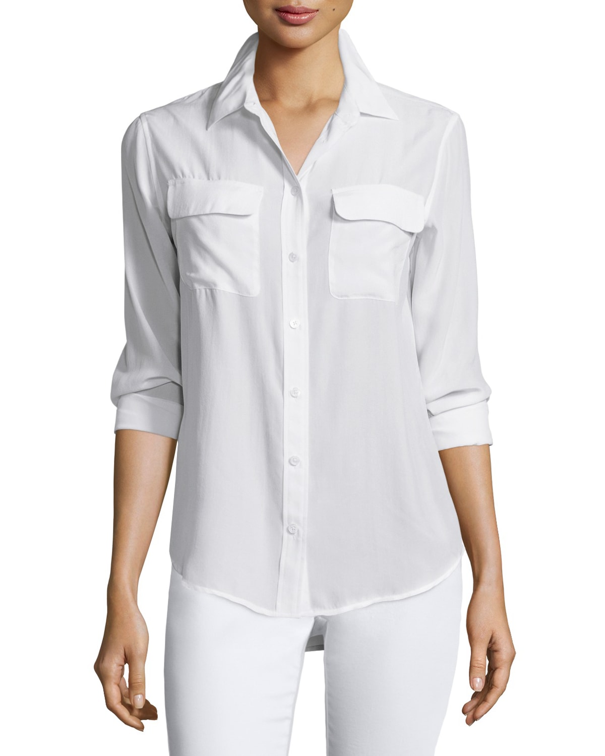 Equipment Signature Slim Fit Shirt In Bright White