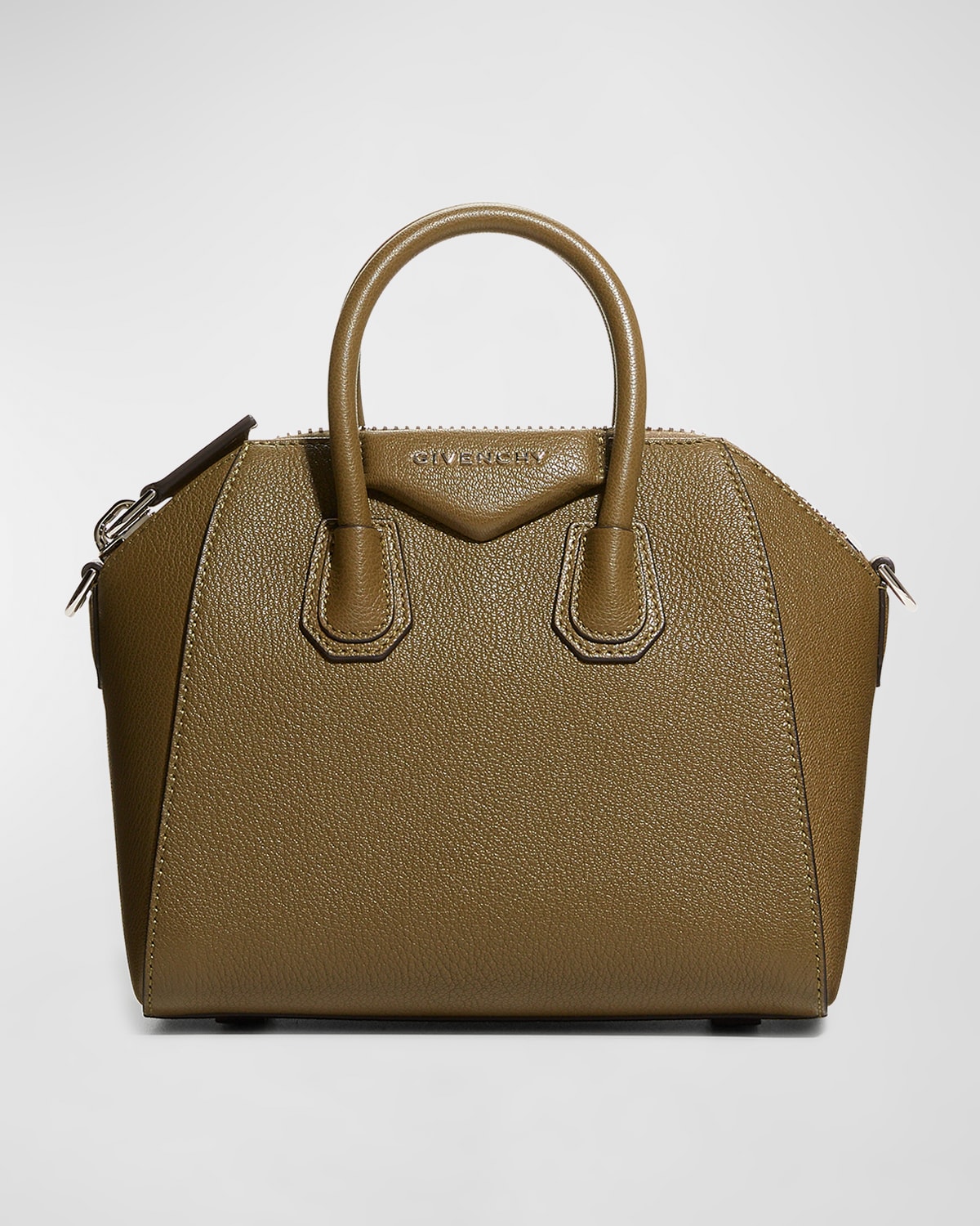 Givenchy Antigona Mini Grained Leather Bag In Dark Khaki