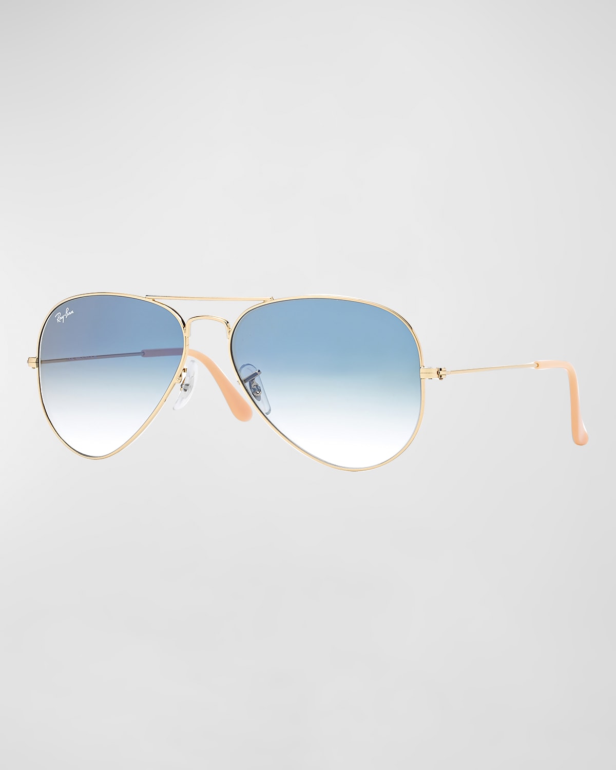Shop Ray Ban Original Mirror Aviator Sunglasses In Gold / Blue
