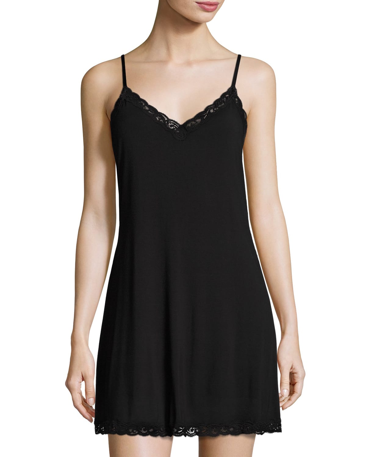 NATORI FEATHERS LACE-TRIM CHEMISE,PROD193780609