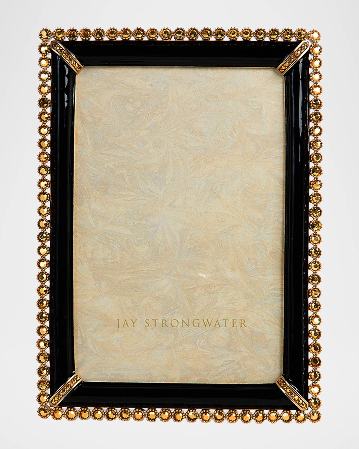 Jay Strongwater Black Lorraine Stone-edge 4" X 6" Picture Frame In Black
