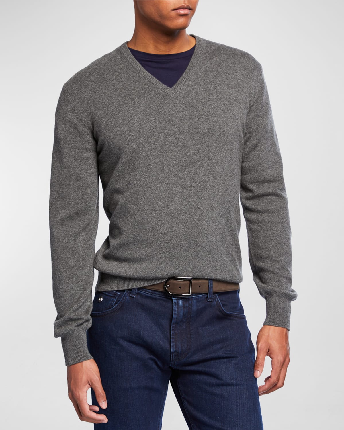 Shop Loro Piana Baby Cashmere V-neck Sweater In Gray
