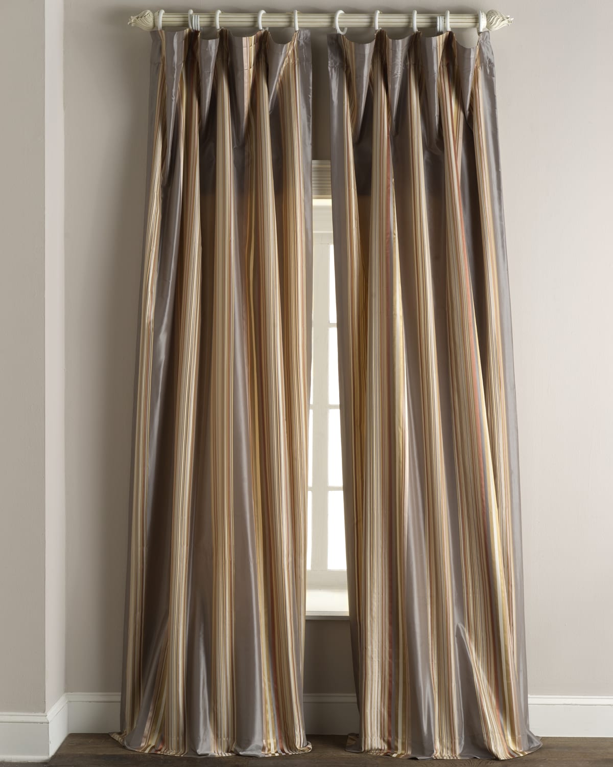 Home Silks Each Sienna Curtain, 96"l In Gray