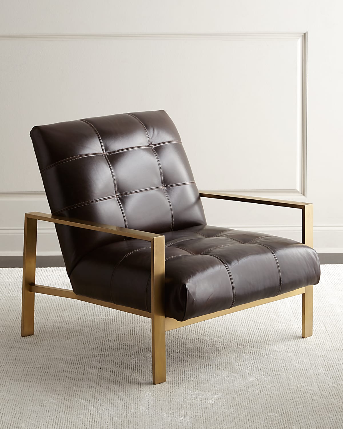 Massoud Rocco Leather Chair In Brown