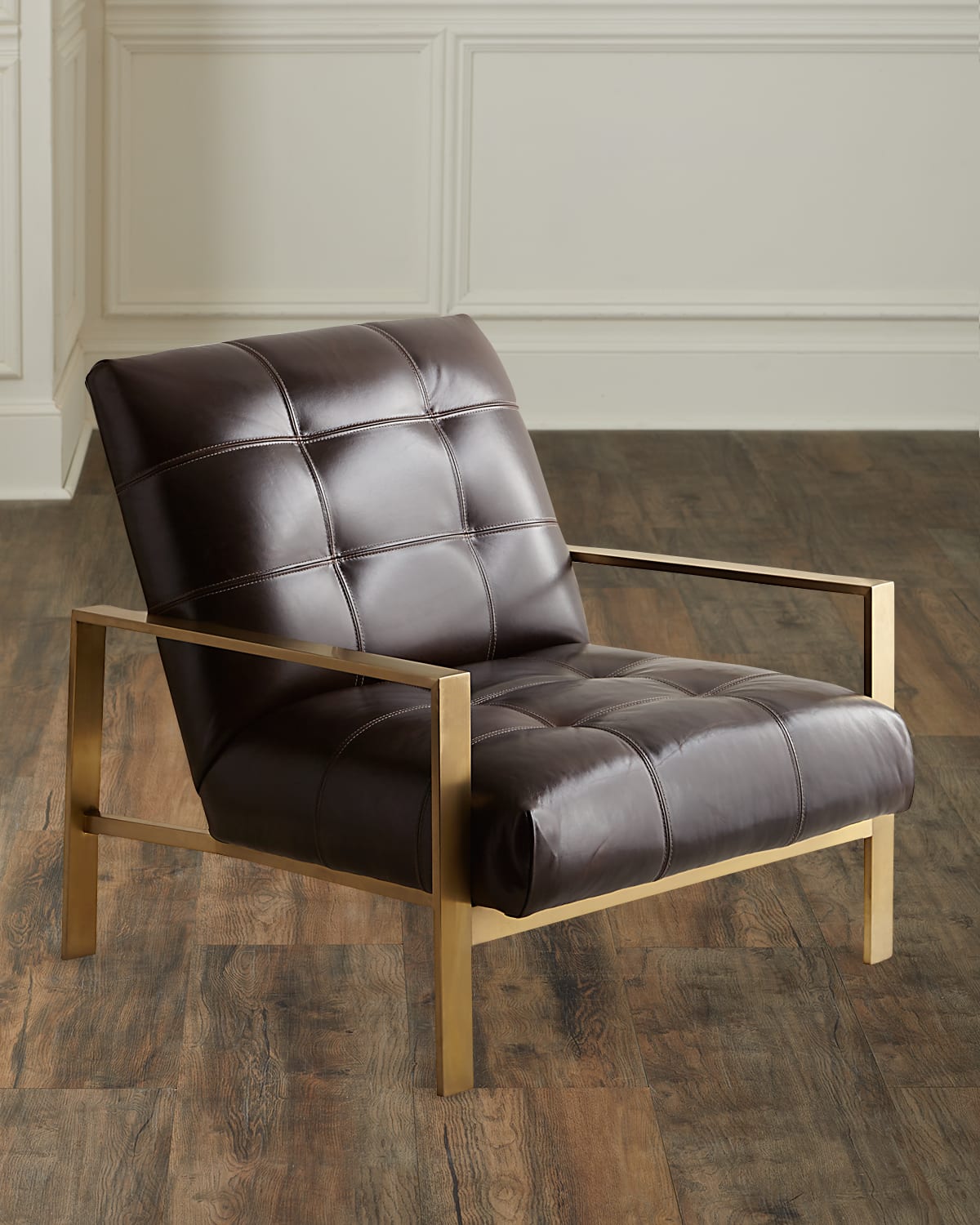 Massoud Rocco Leather Chair In Brown