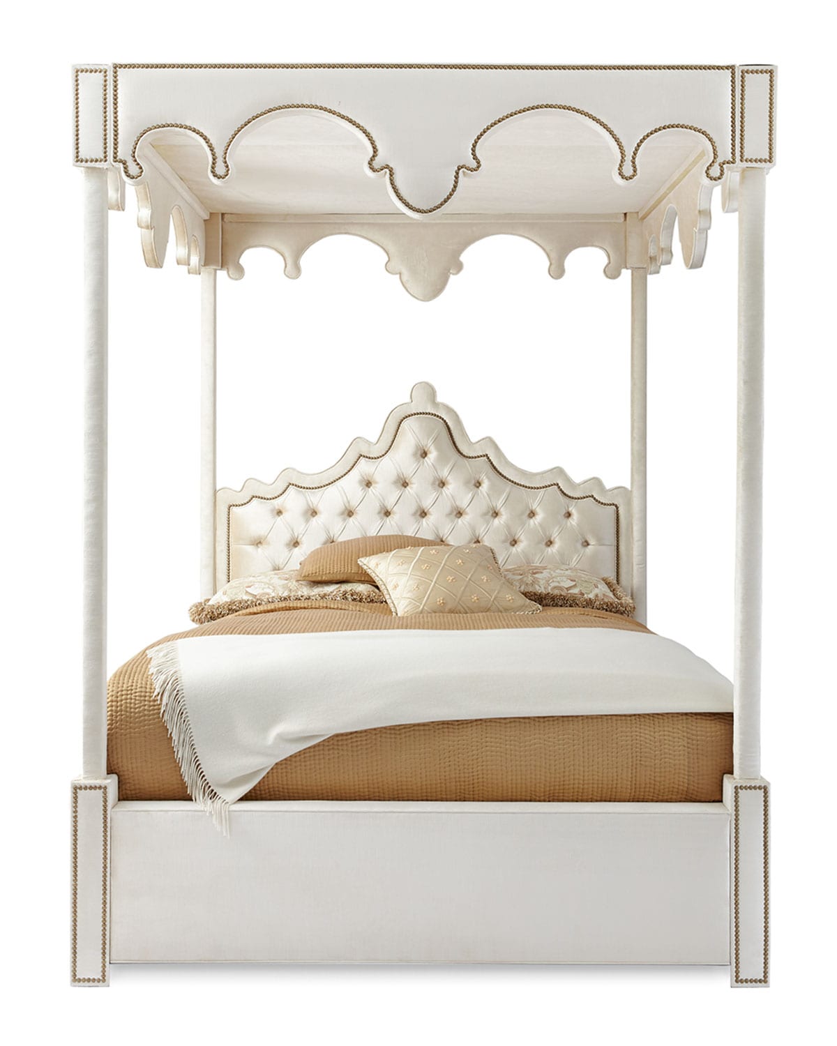 Haute House William Queen Canopy Bed In Ivory/cream