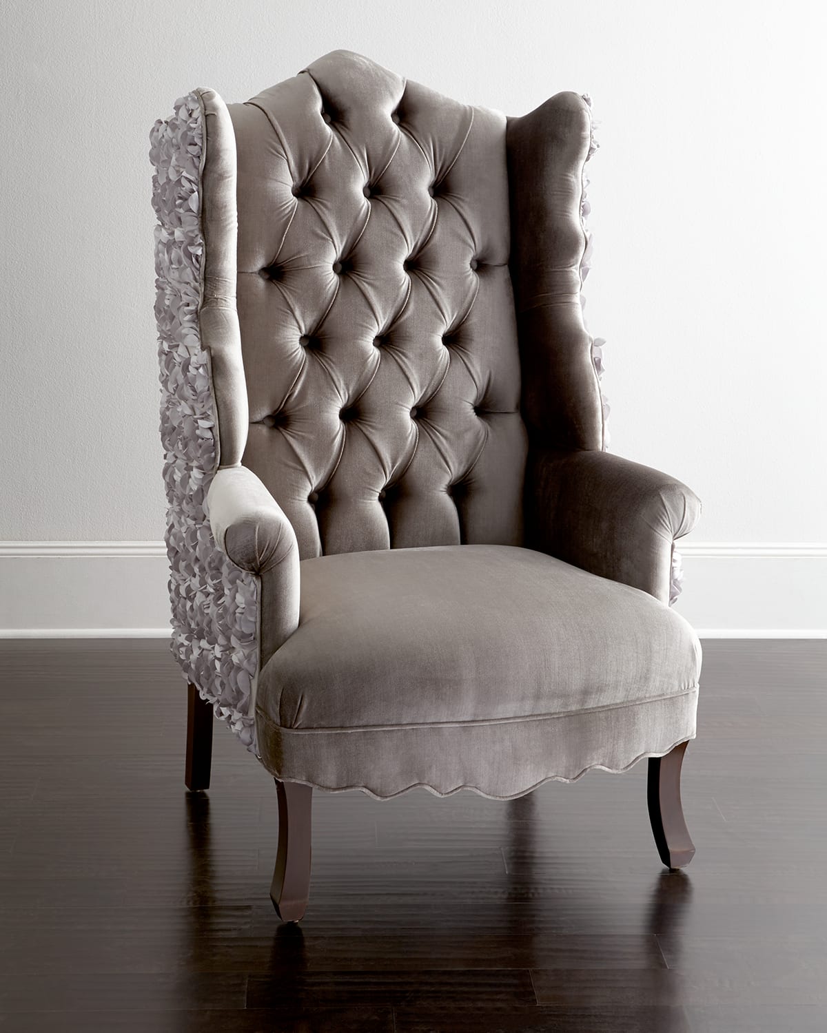 Haute House Isabella Rosette Wingback Chair In Gray