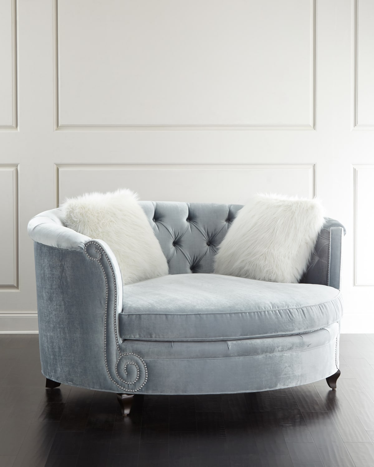 Haute House Harper Tufted Cuddle Chair In Light Blue