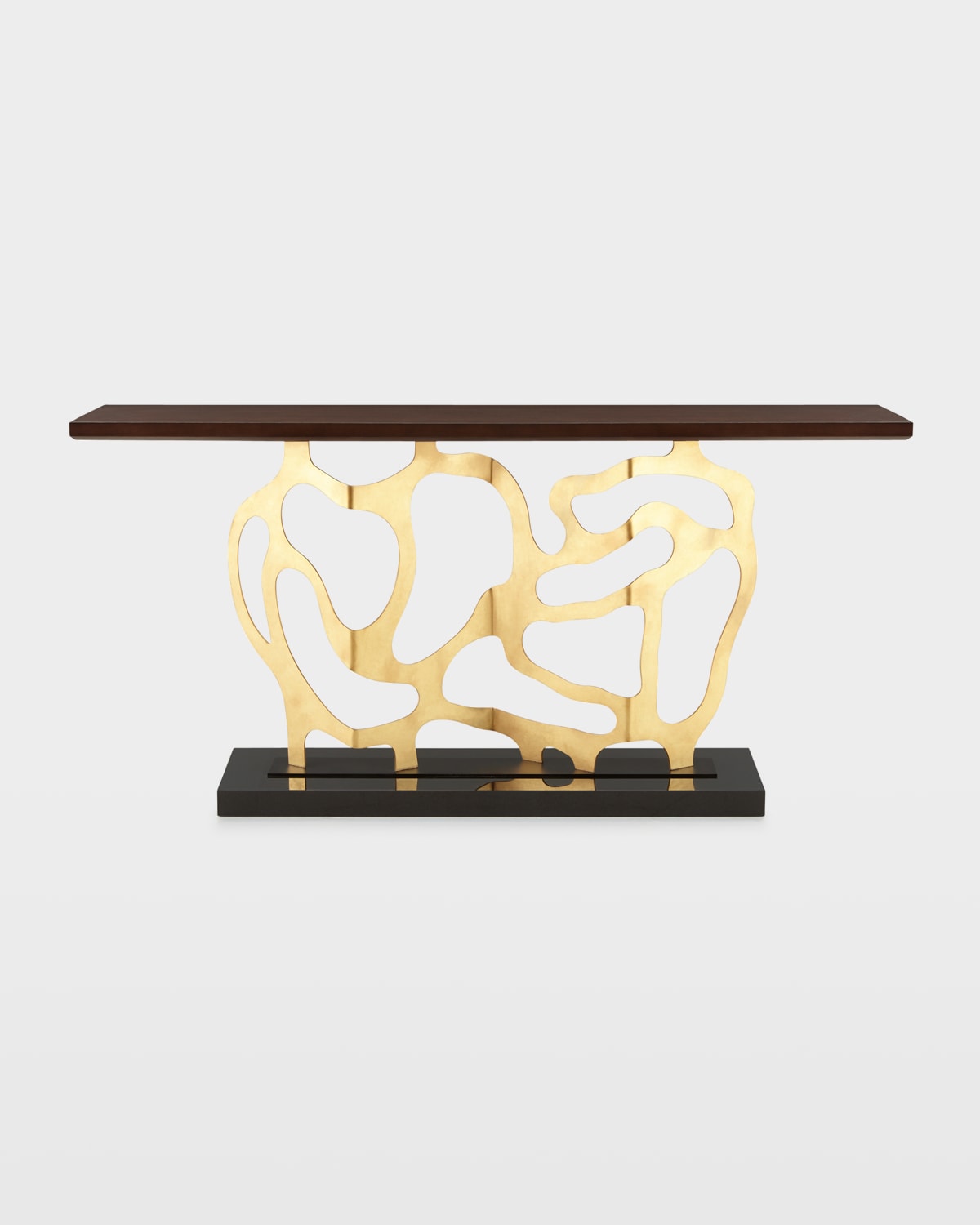 Ambella Bellwood Sculpted Console In Walnut / Gold