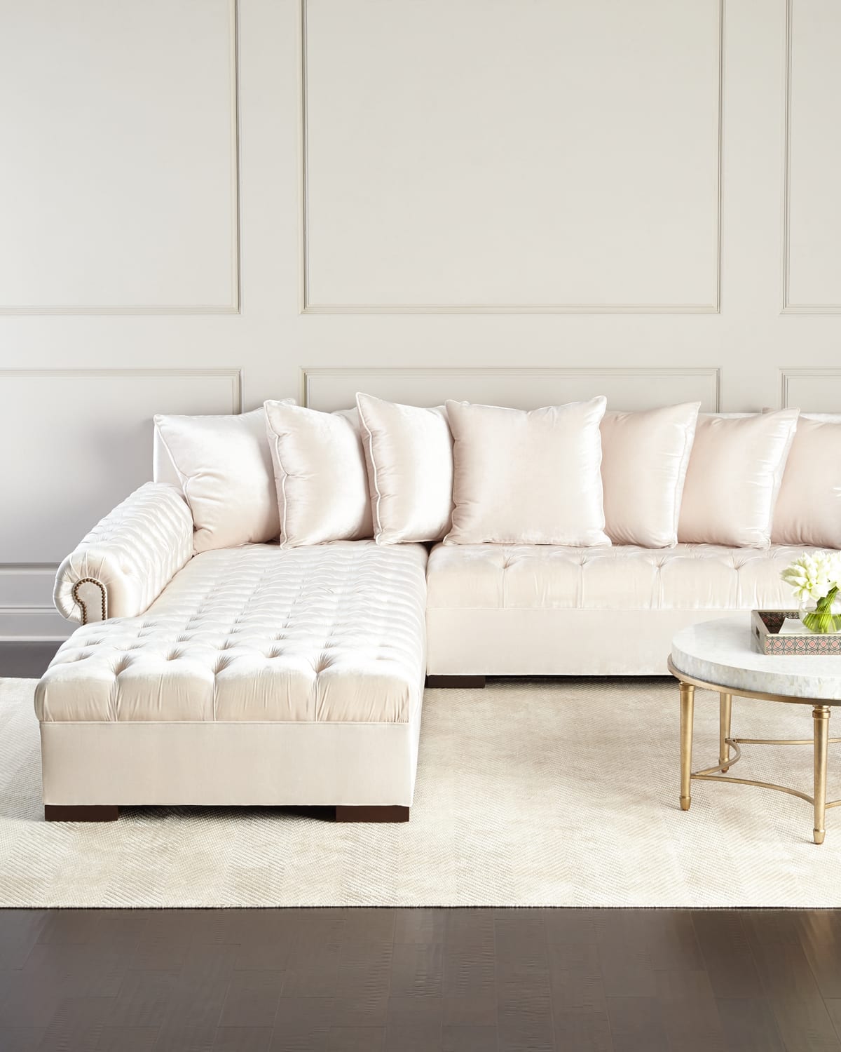 Haute House Divine Tufted Left Chaise Sectional 157" In White