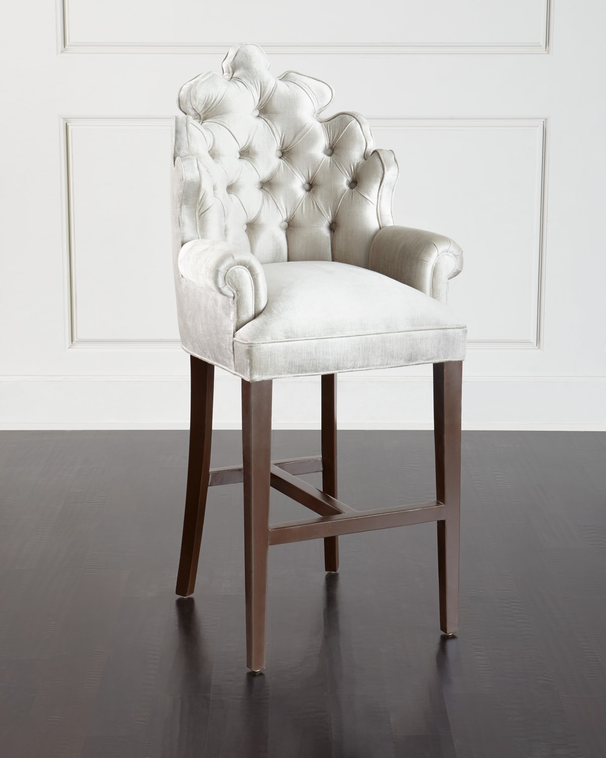 Haute House Isabella Tufted Barstool In Silver