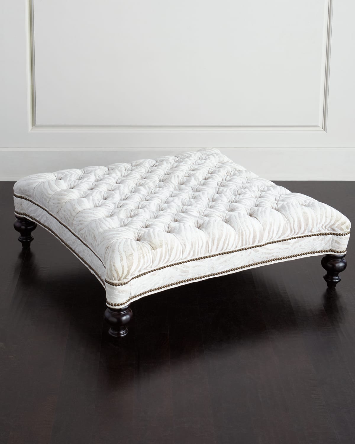 Old Hickory Tannery Colleen Tufted Ottoman In White