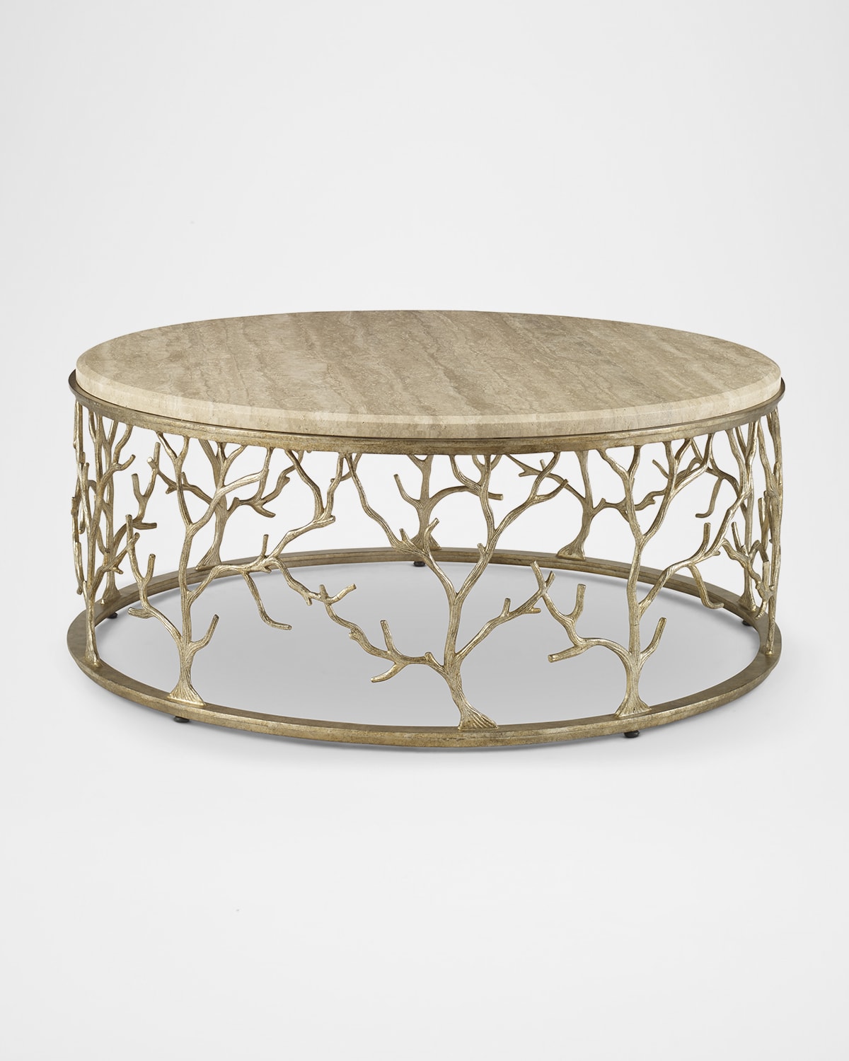 Ambella Silver Branch Coffee Table In Silver Metal Leaf