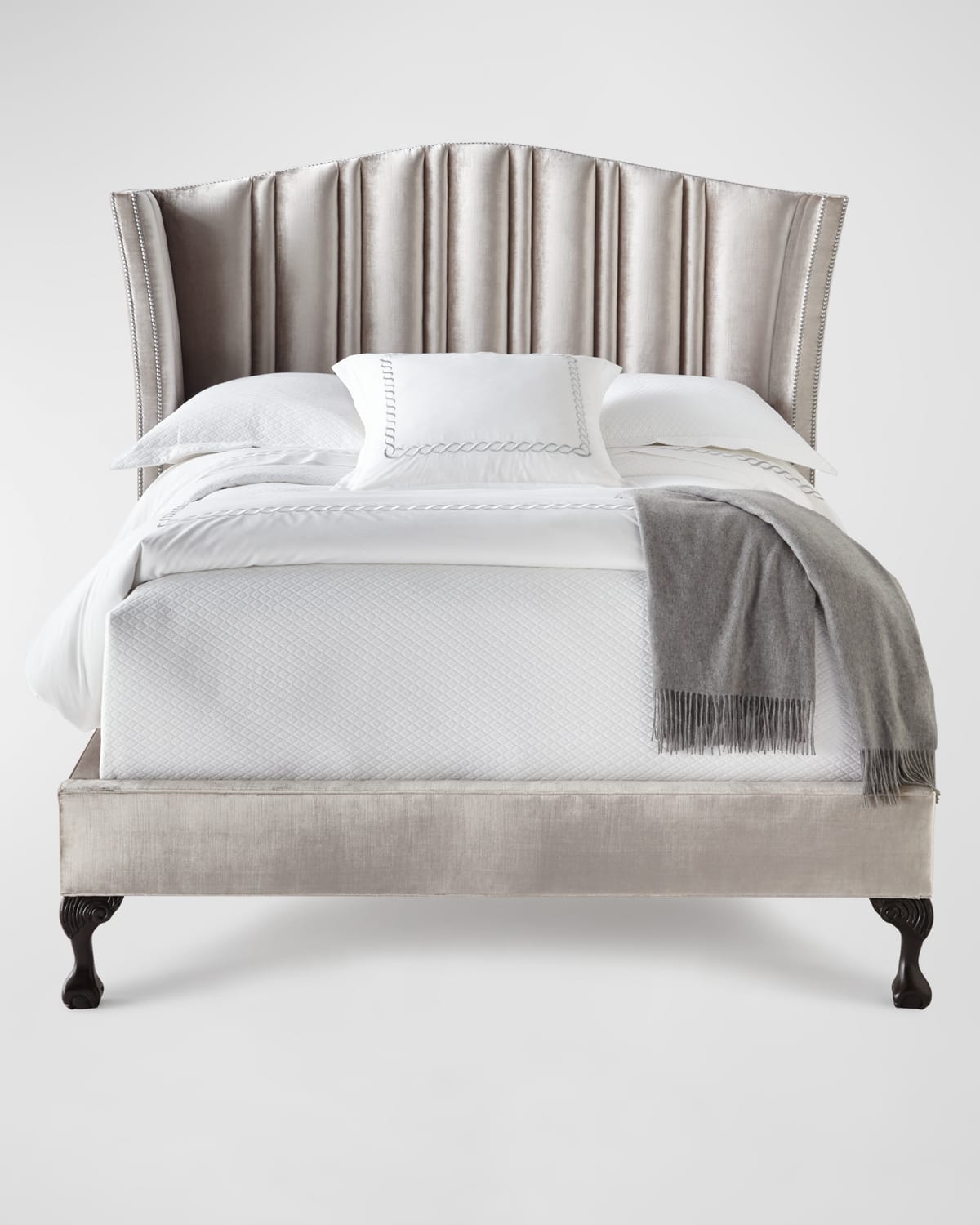 Haute House Eastwood Channel-tufted Queen Bed In Gray
