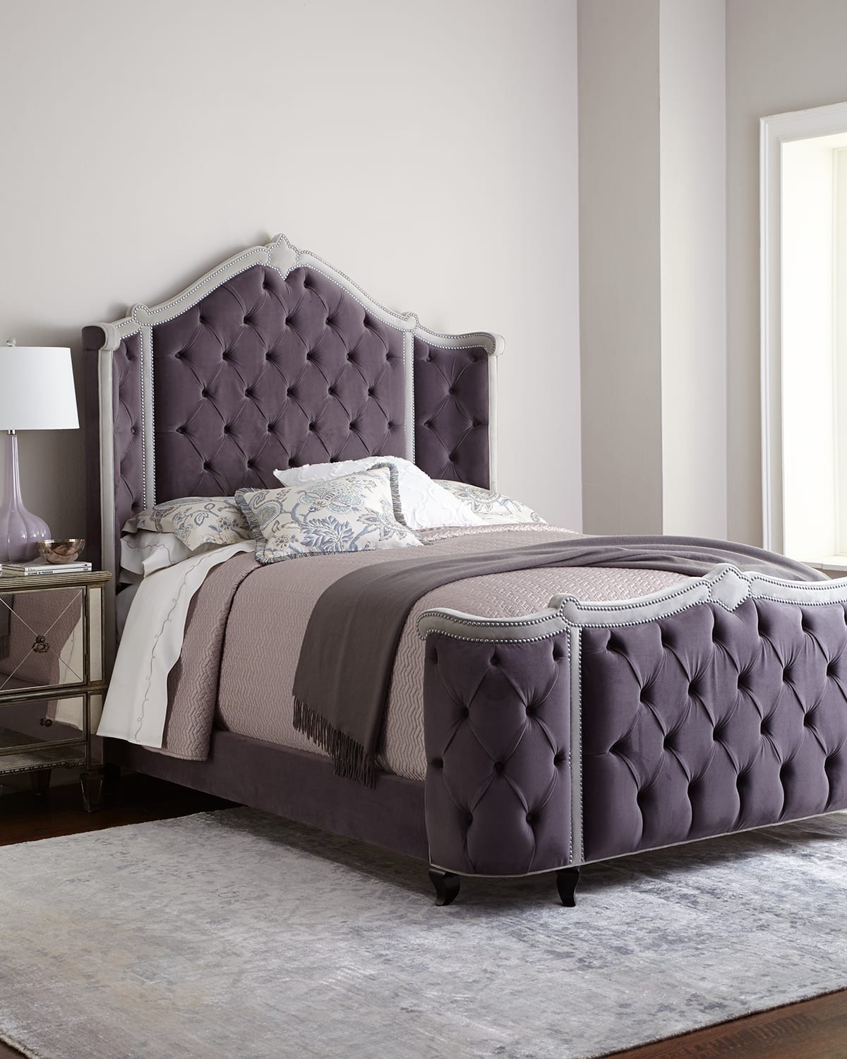 Haute House Penelope California King Bed In Plum/gray