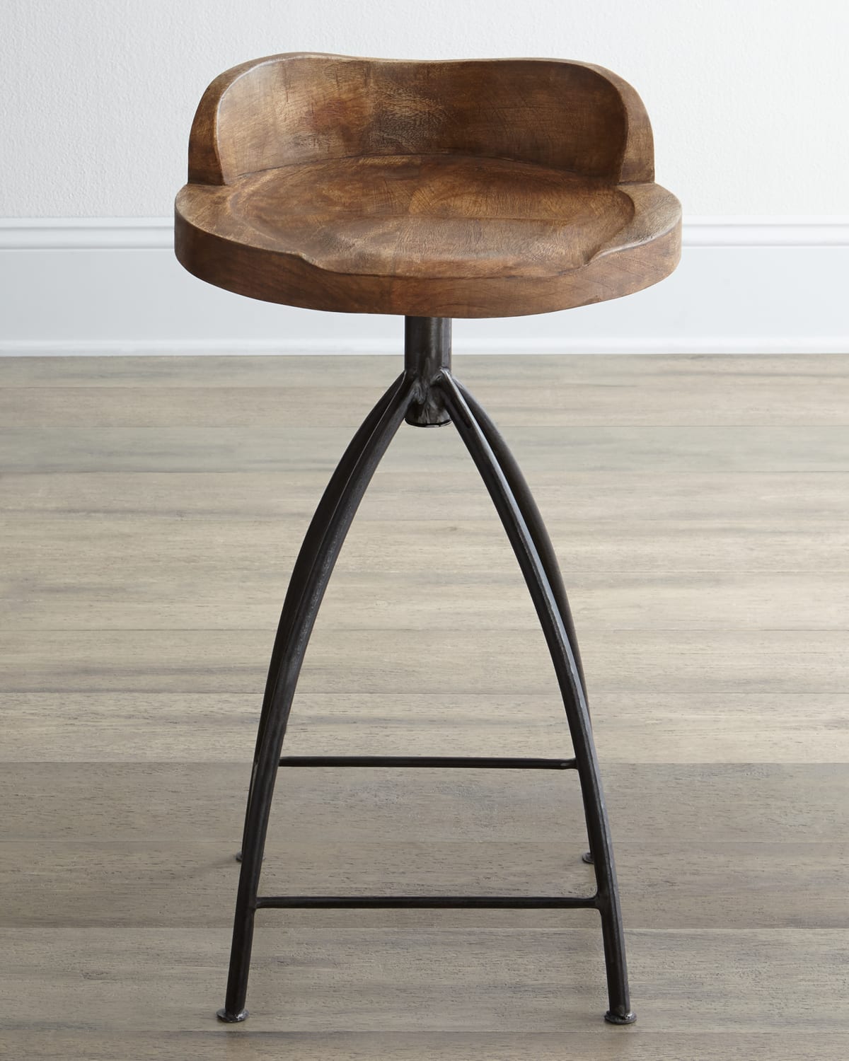 Arteriors Wood Swivel Counter Stool In Brown