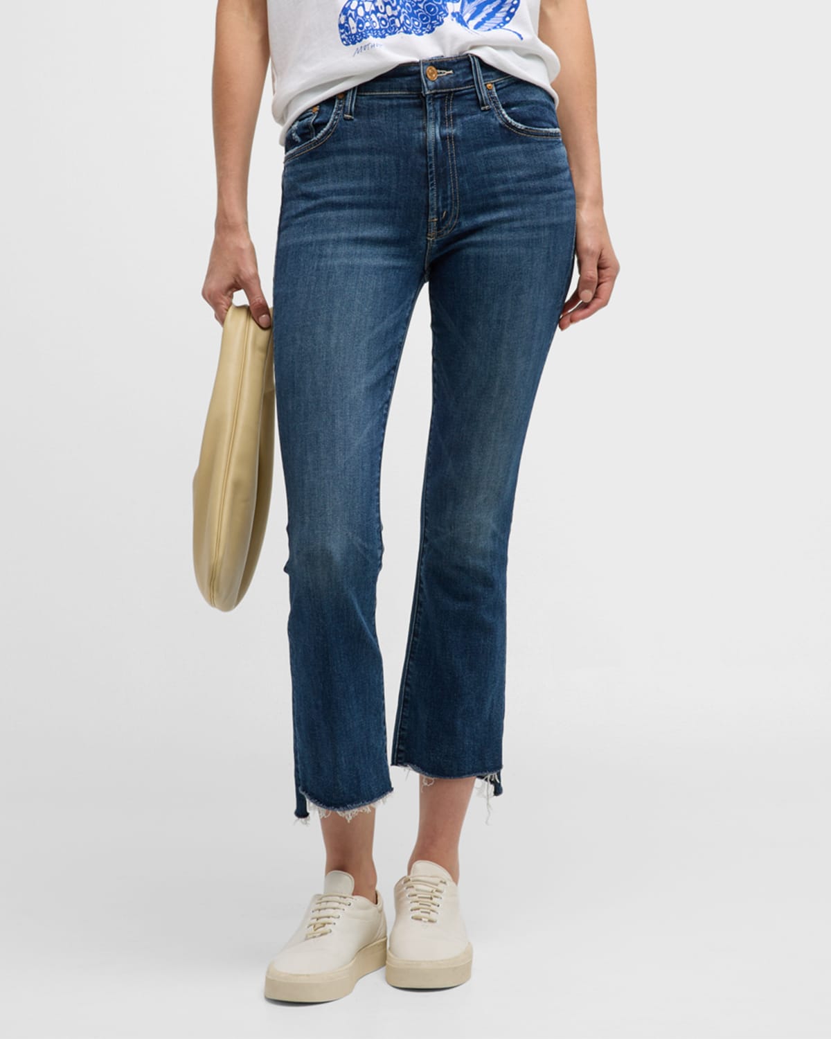 Shop Mother Insider Crop Step Frayed Jeans In Teaming Up