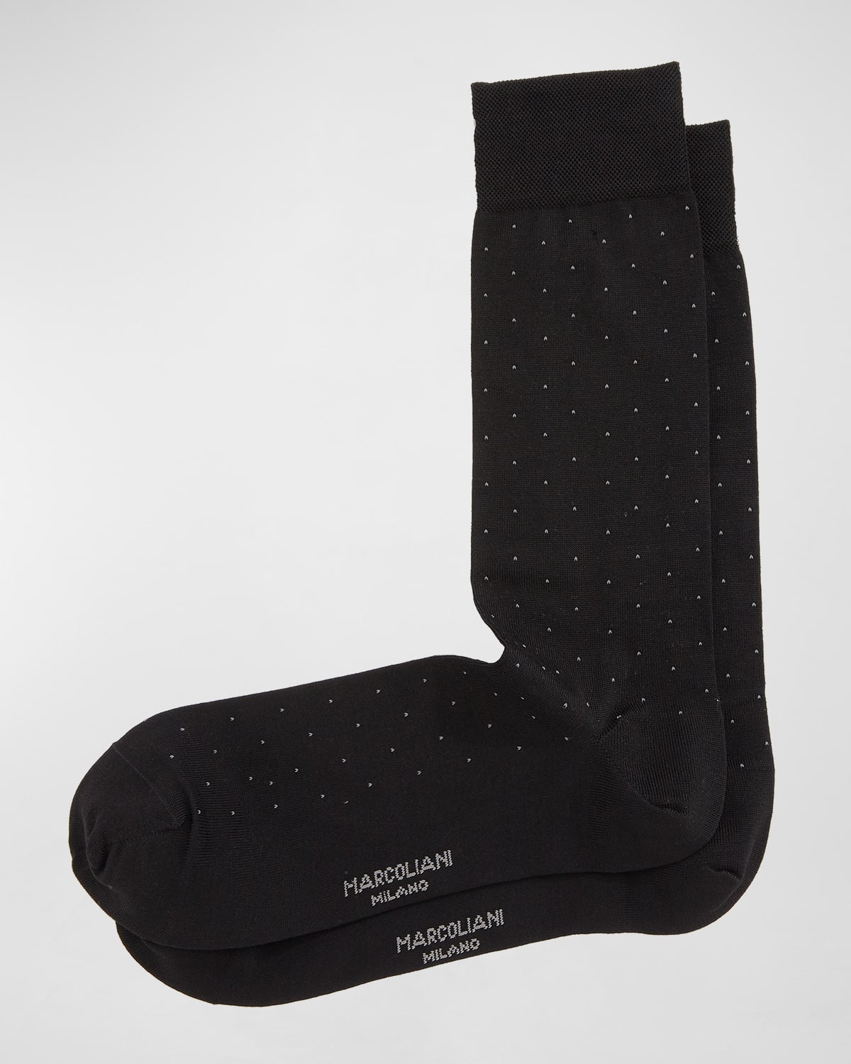 Marcoliani Lisle Pin-dot Socks In Black