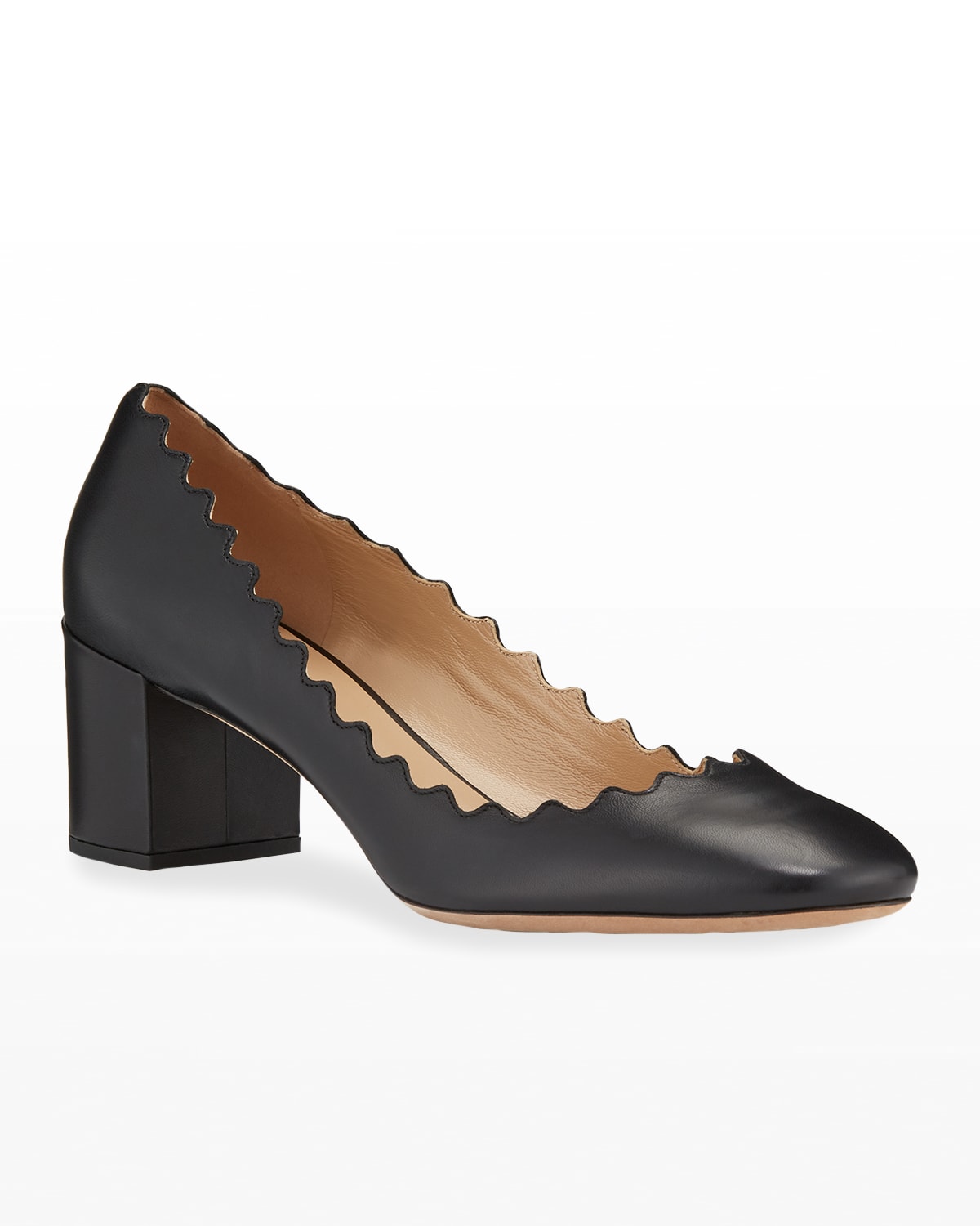 CHLOÉ SCALLOPED LEATHER PUMPS
