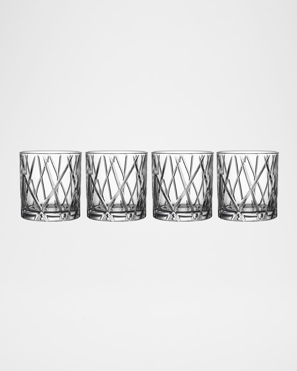 Orrefors City Set Of 4 Crystal Double Old Fashioned Glasses