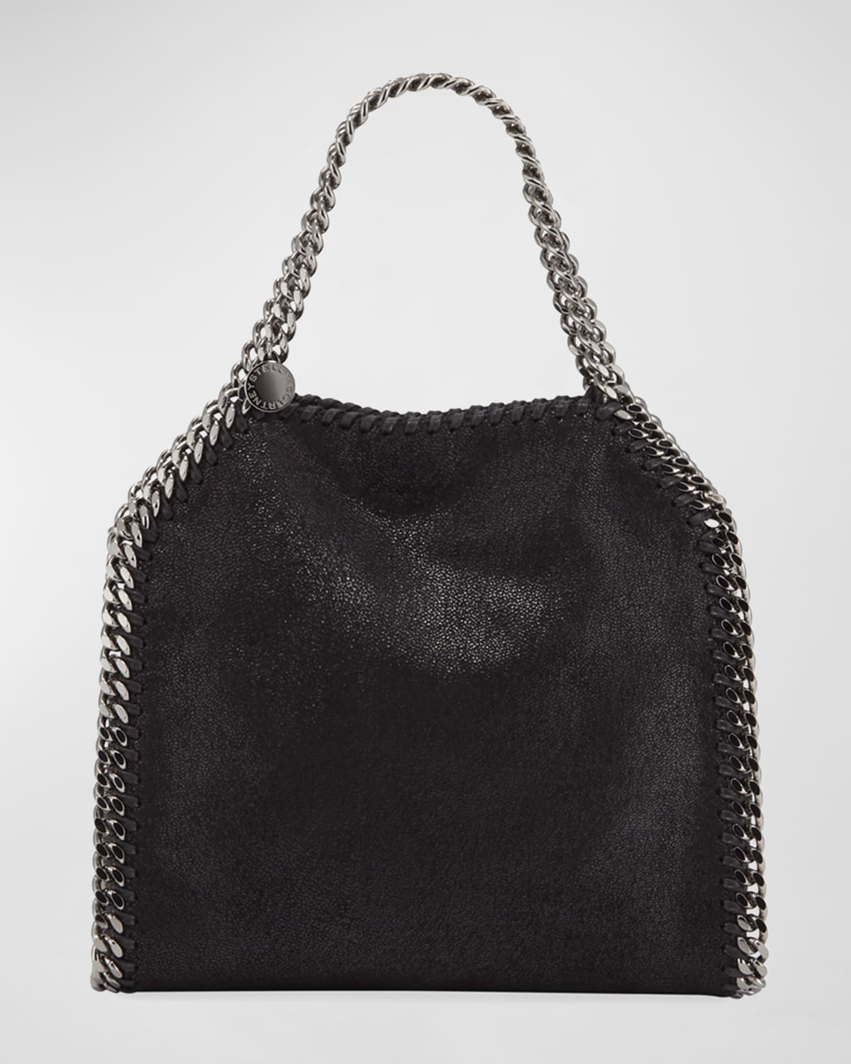 Stella Mccartney Falabella Mini Tote In Metallic Black Vegan Leather In Black