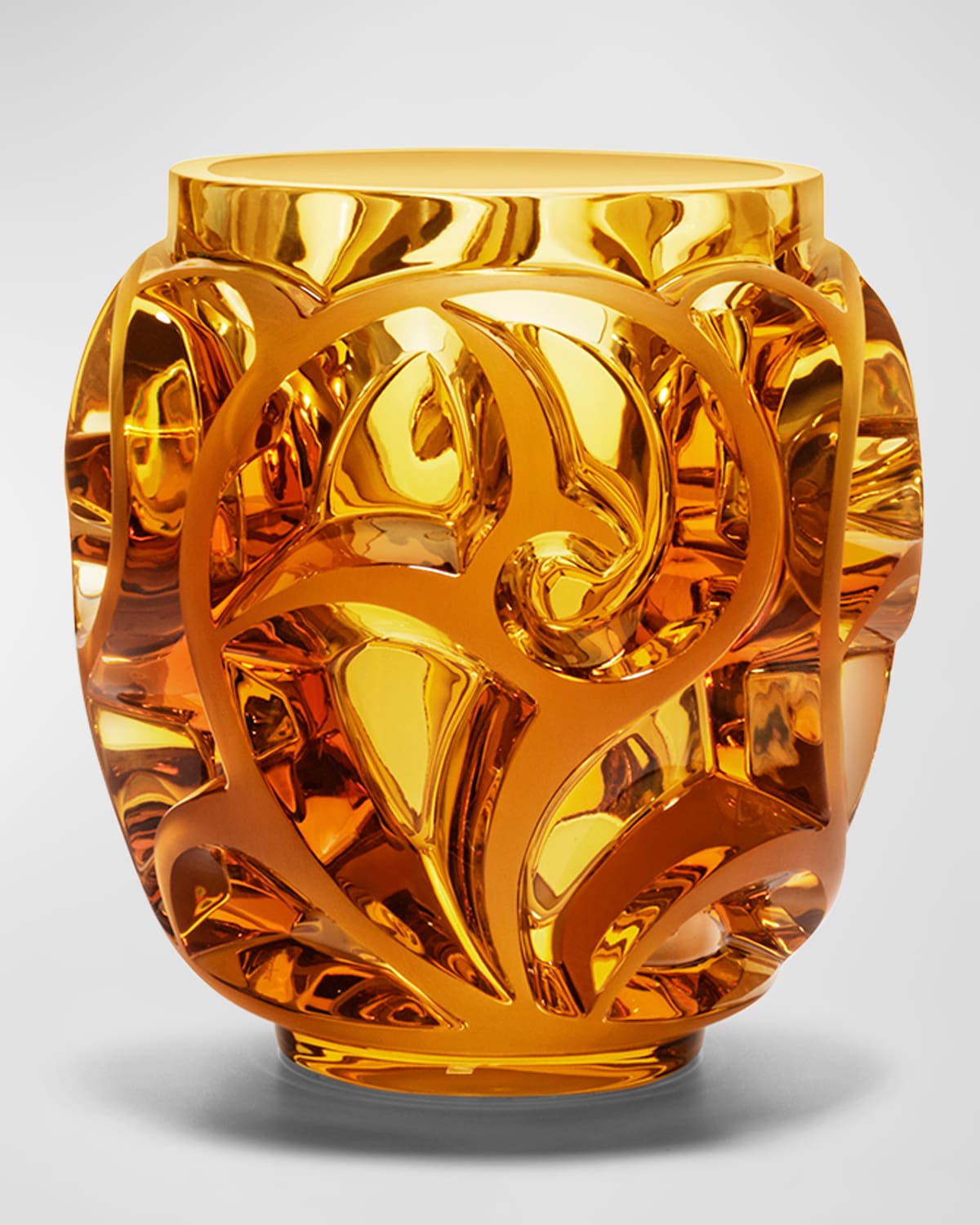 Lalique Tourbillon Amber Vase In Amber