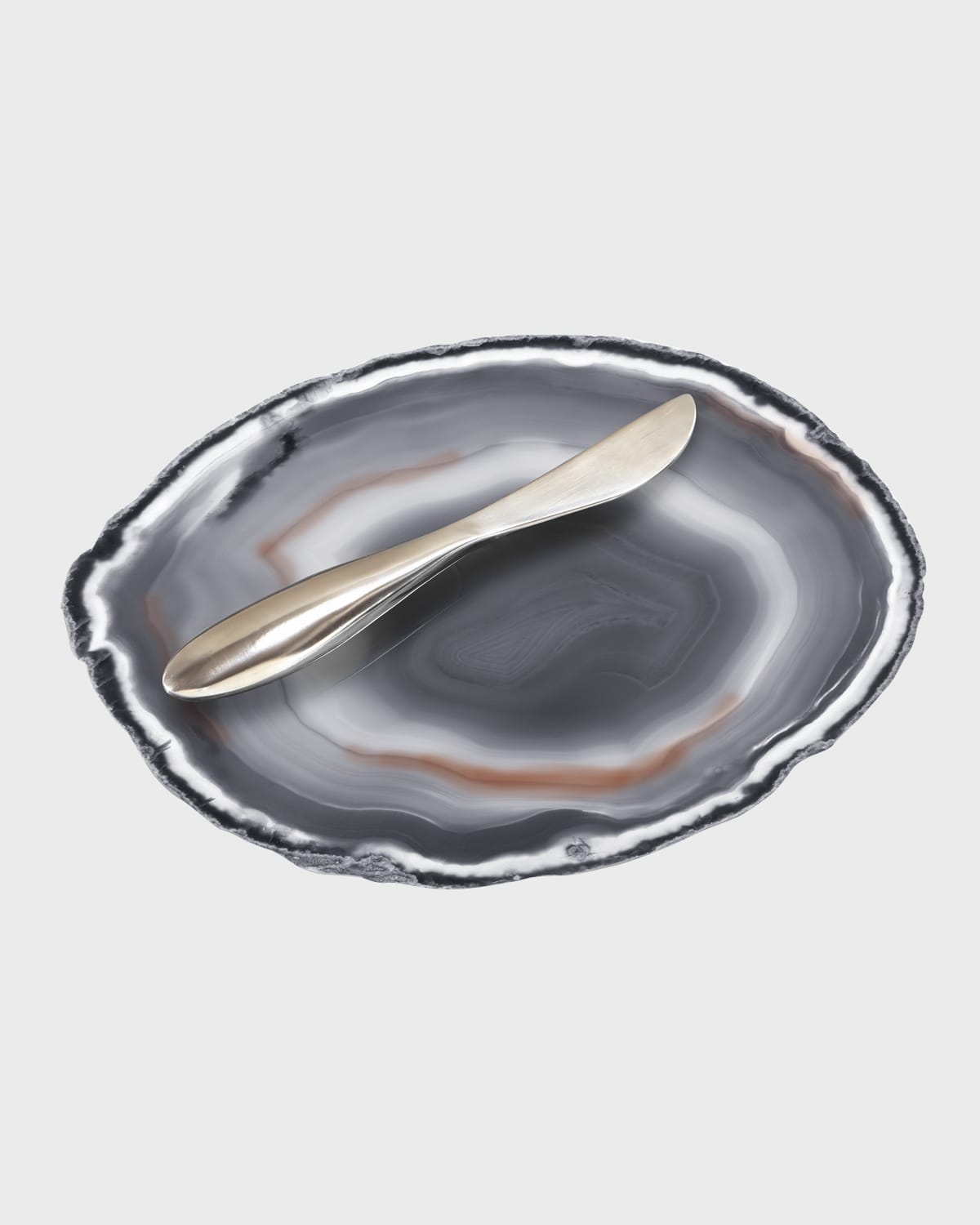 Anna New York Ita Cheese Plate & Forma Spreader In Gray