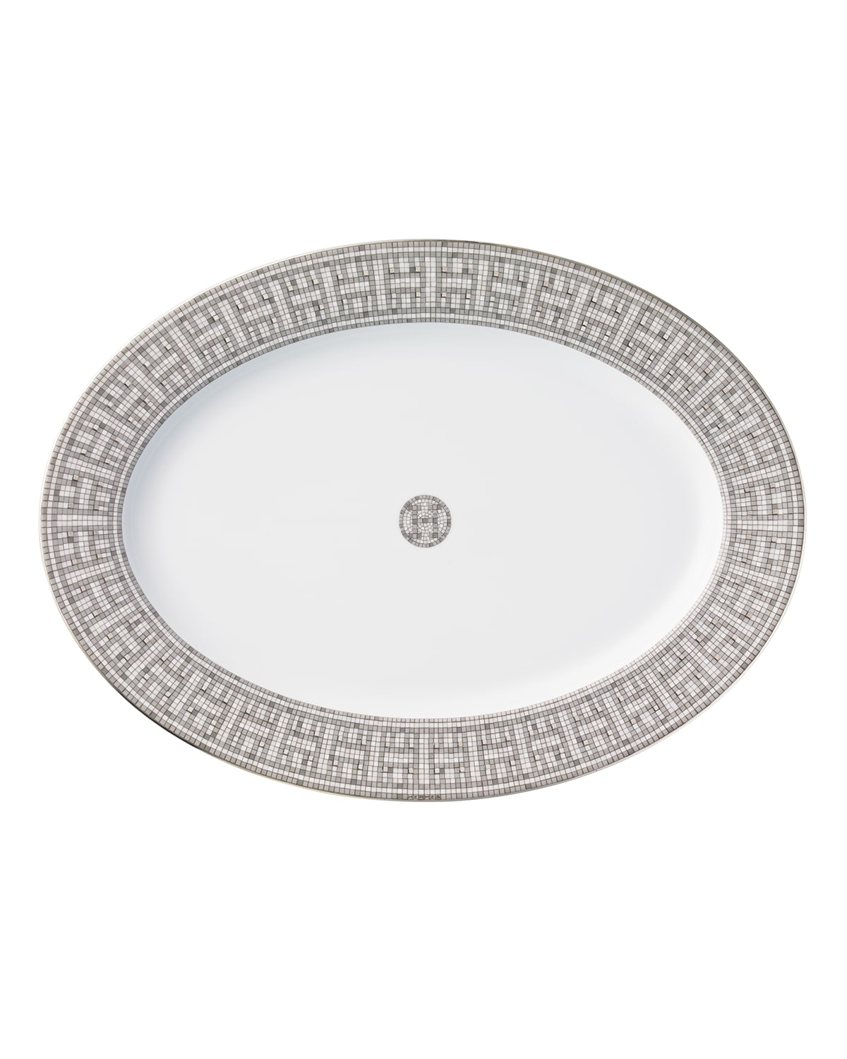 Pre-owned Hermes Mosaique Au 24 Small Oval Platter In Multi
