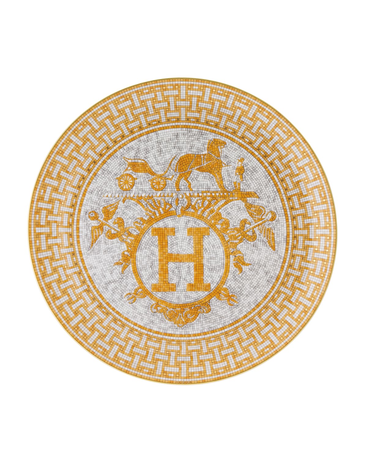 Pre-owned Hermes Mosaique Au 24 Tart Platter In Assorted
