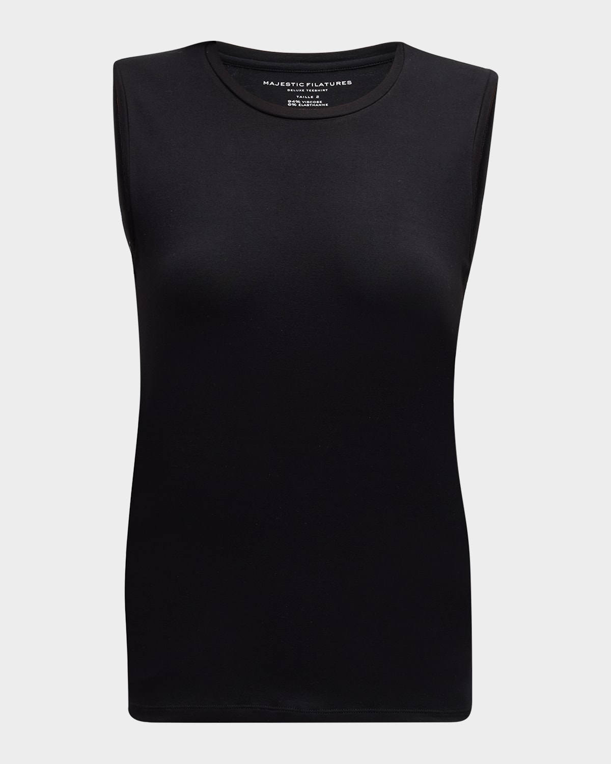 Majestic Soft Touch Sleeveless Crew In Noir