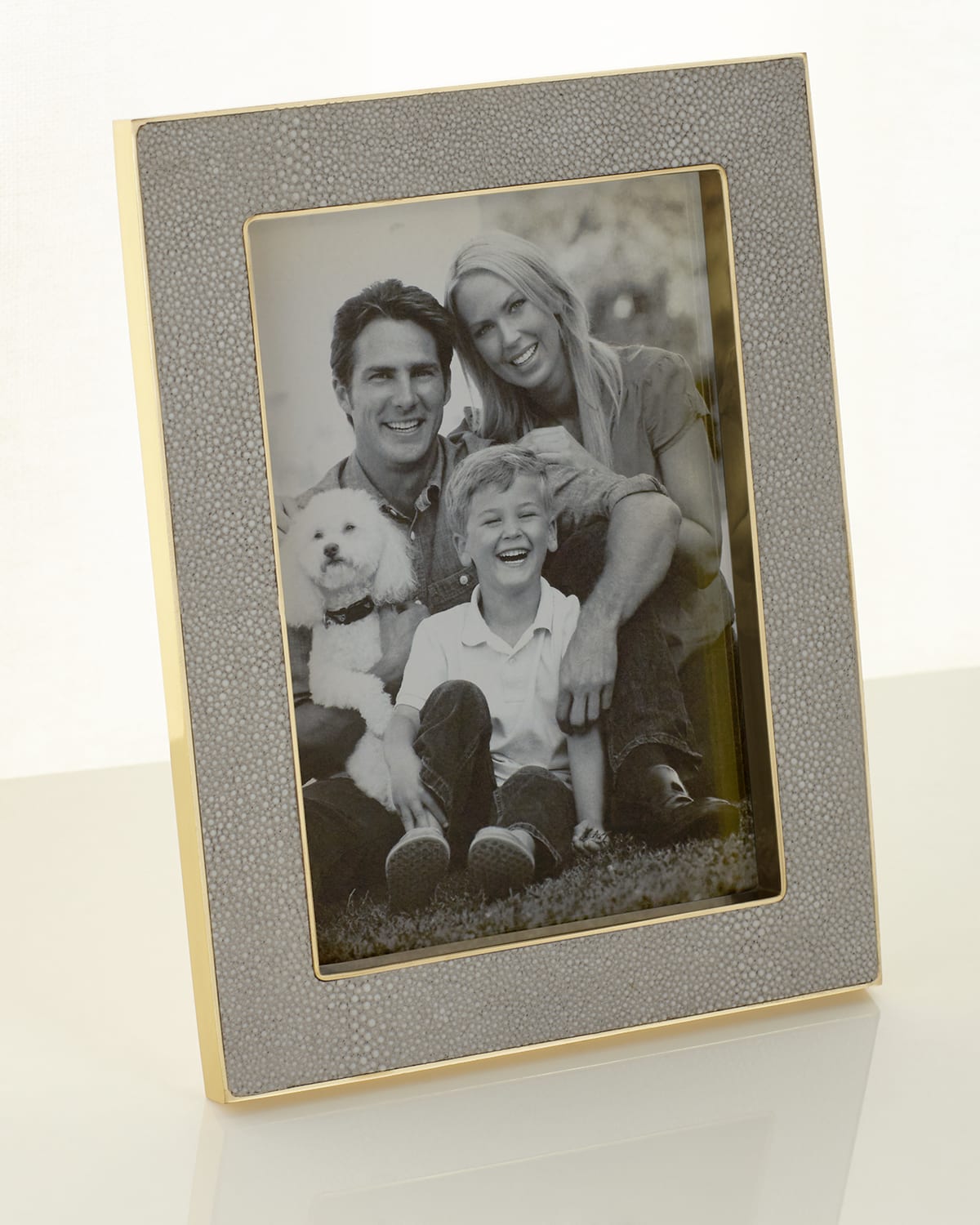 Shop Aerin Classic Faux-shagreen 5" X 7" Picture Frame In Dove