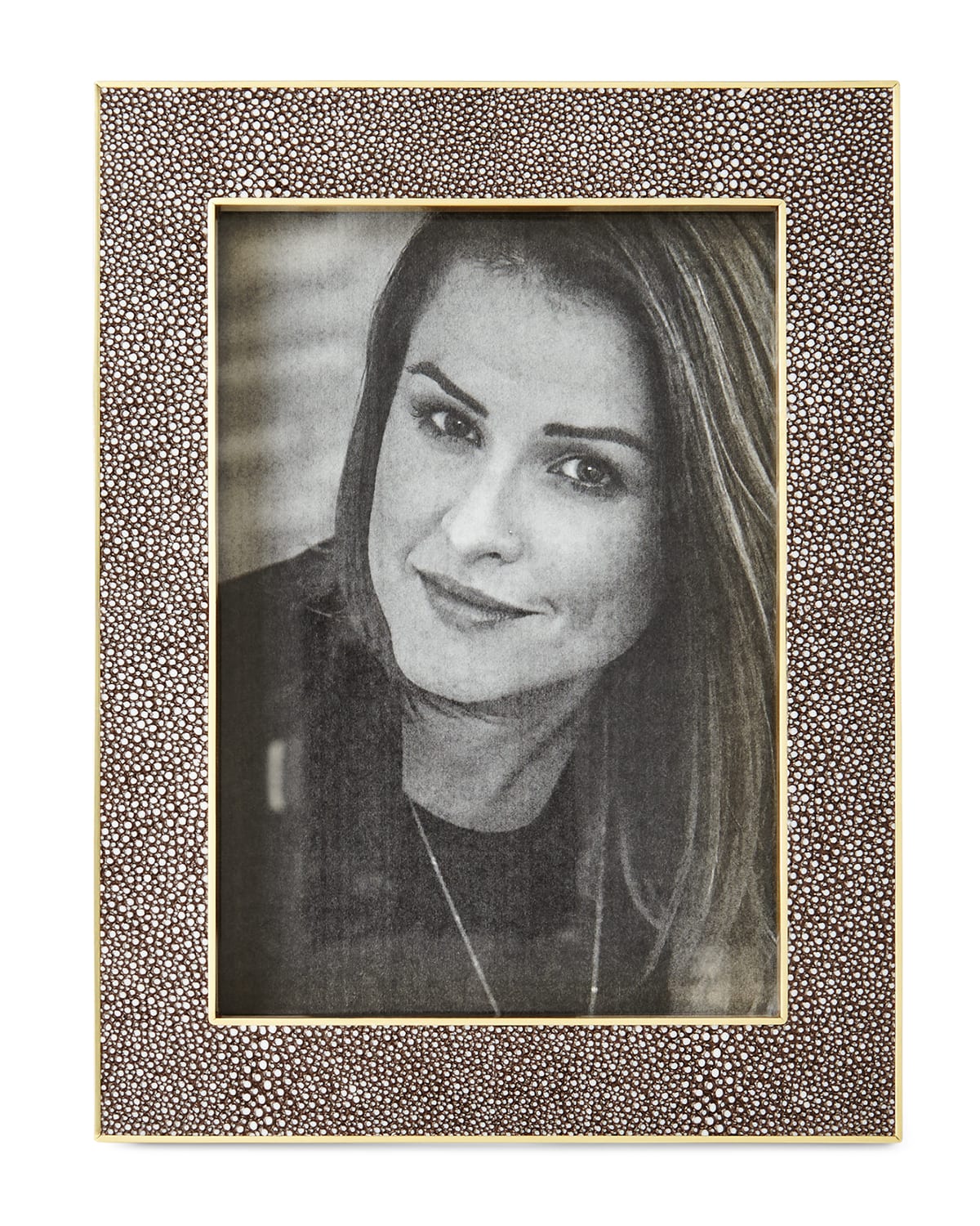 Aerin Classic Faux Shagreen 5" X 7" Picture Frame In Chocolate