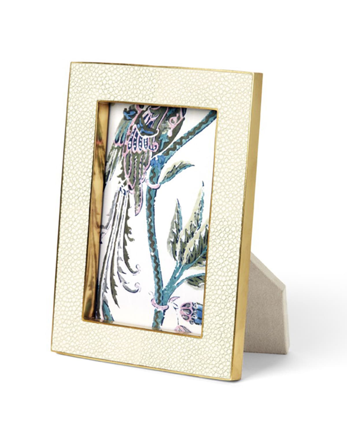 Aerin Classic Faux-shagreen 4" X 6" Picture Frame In Cream