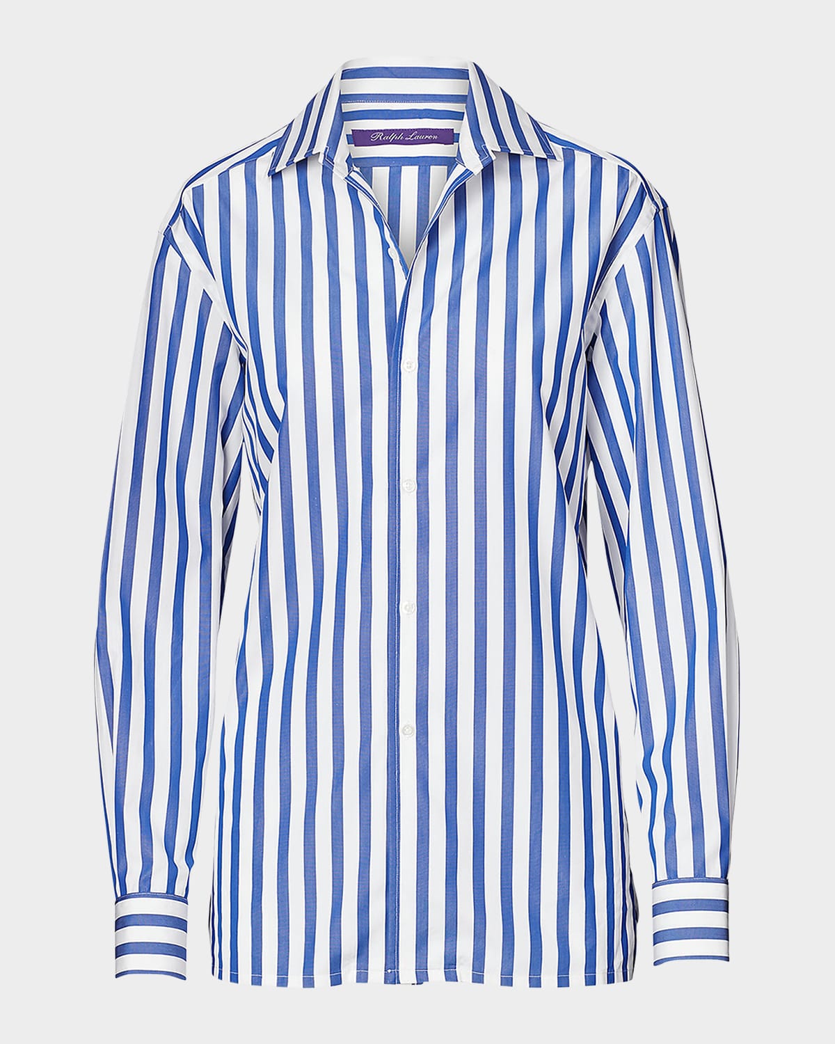 Ralph Lauren Iconic Style Capri Striped Cotton Shirt In White