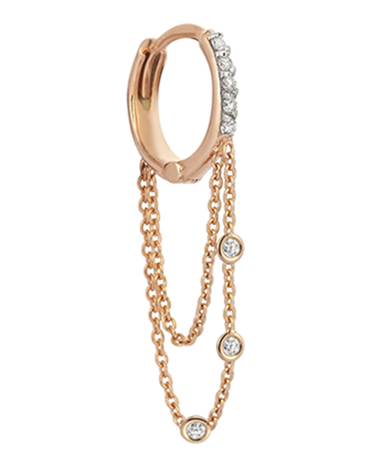 Colors 14K Rose Gold Triple-Chain Hoop Earring with Champagne Diamonds