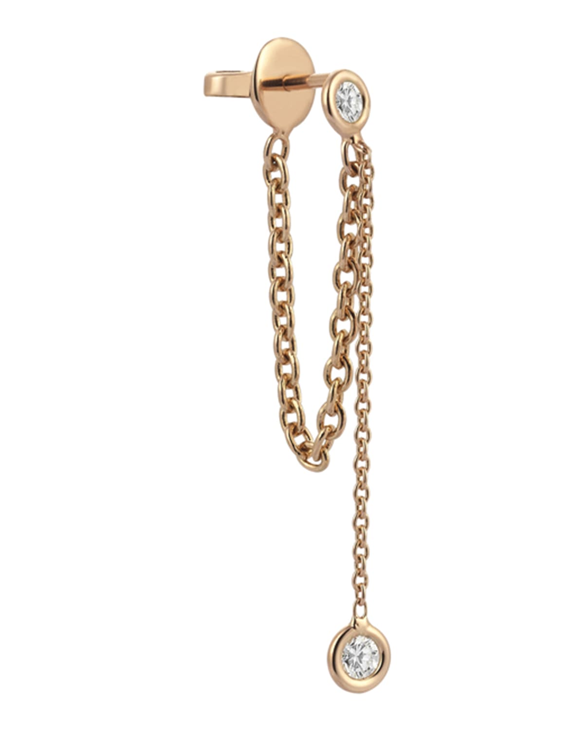 Colors 14K Rose Gold Chain Earring with Diamonds