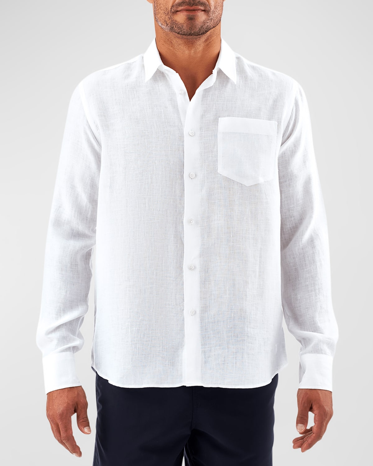 Vilebrequin Caroubis Linen Pocket Sport Shirt In White