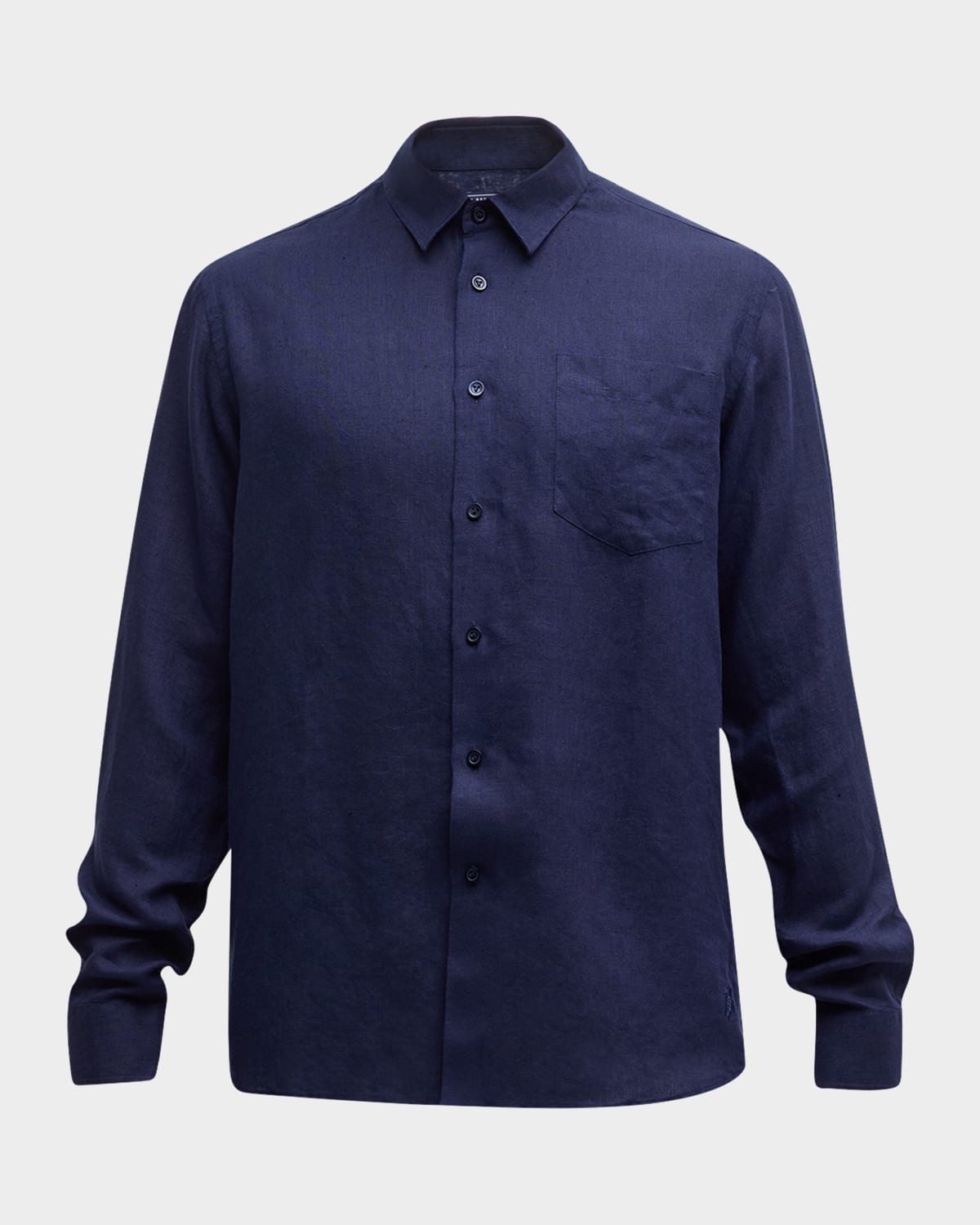 Shop Vilebrequin Caroubis Linen Pocket Sport Shirt In Navy