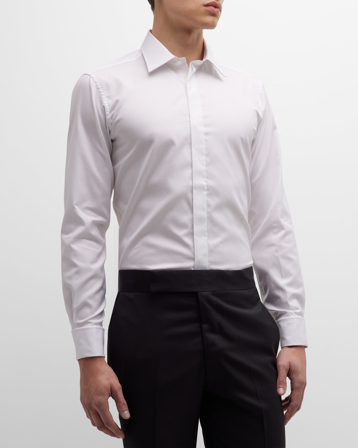 Men's Slim Fit Covered Placket Dress Shirt