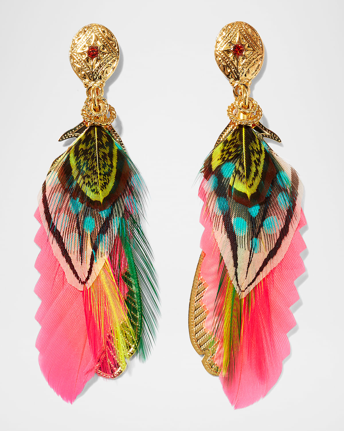 Gas Bijoux Small Sao Feather Earrings In Multi Pink