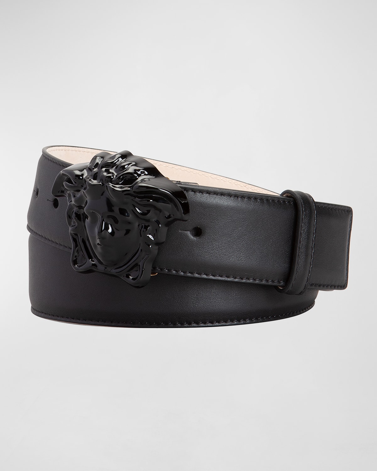 Versace Black & Brown Medusa Frame Belt for Men