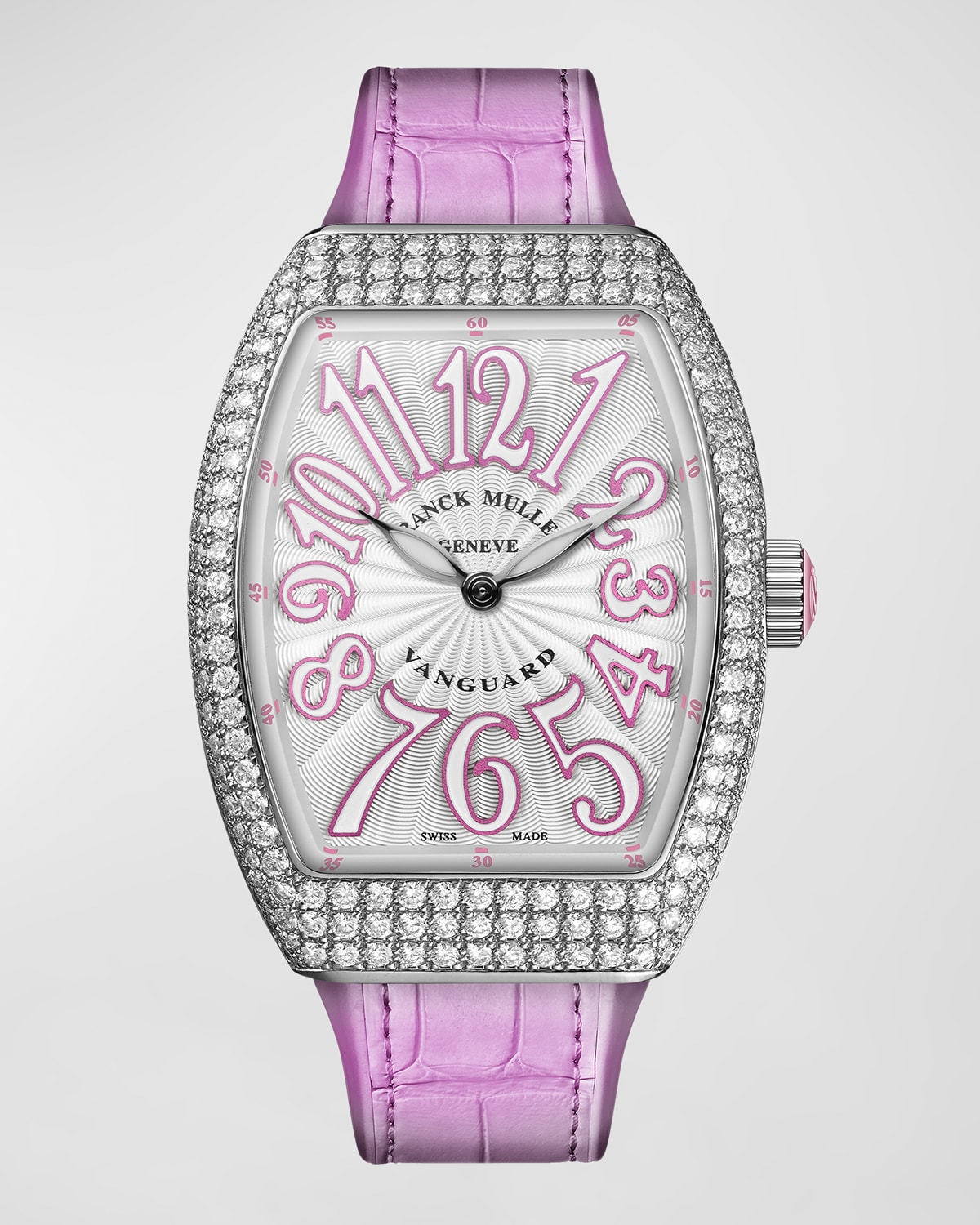 Lady Vanguard Watch with Diamonds & Pink Alligator Strap