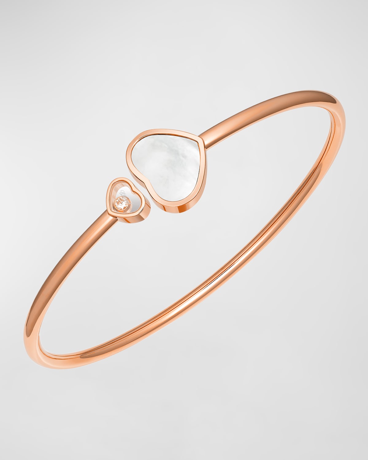 Happy Hearts Rose Gold Mother-of-Pearl Bangle with Diamond, Size Small