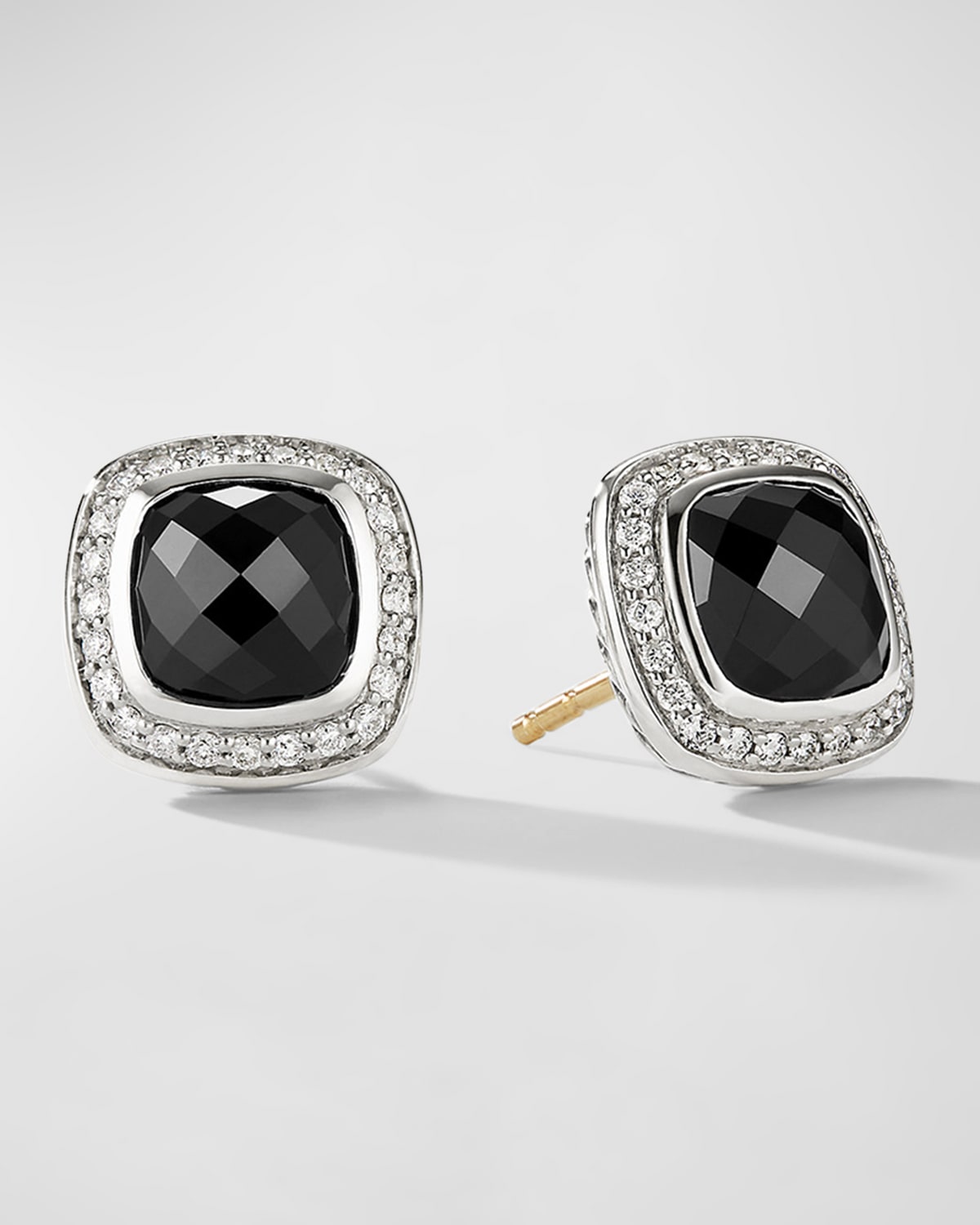 Shop David Yurman Albion Stud Earrings With Gemstone And Diamonds In Silver, 7mm In Prasiolite