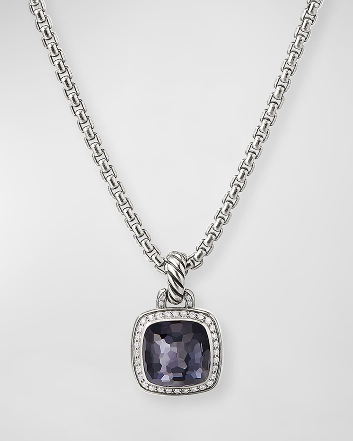 Shop David Yurman Albion Pendant With Diamonds In Silver, 15.3mm In Black Orchid