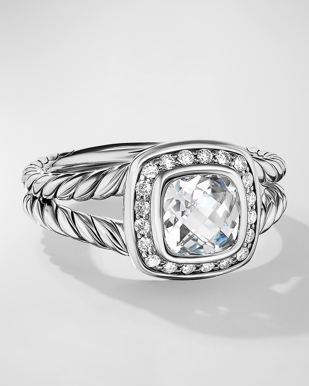 David Yurman Petite Albion Ring With Diamonds In White Topaz
