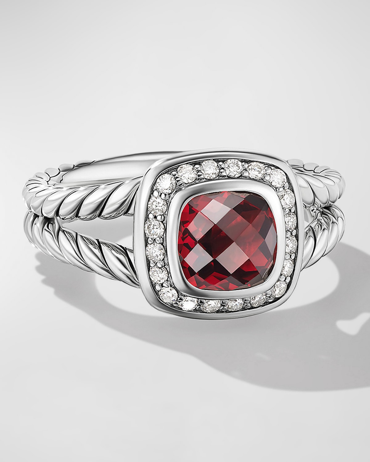 Petite Albion Ring with Gemstone and Diamonds in Silver, 7mm