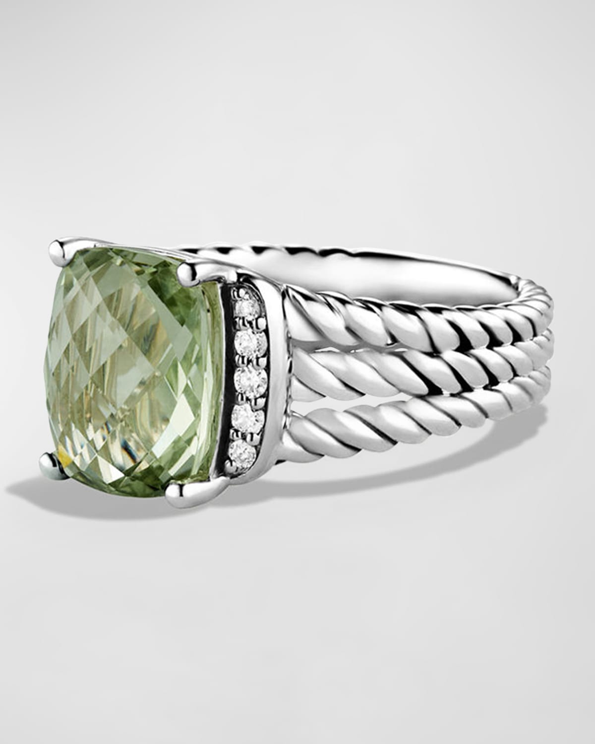 David Yurman Petite Wheaton Ring With Prasiolite And Diamonds In Metallic