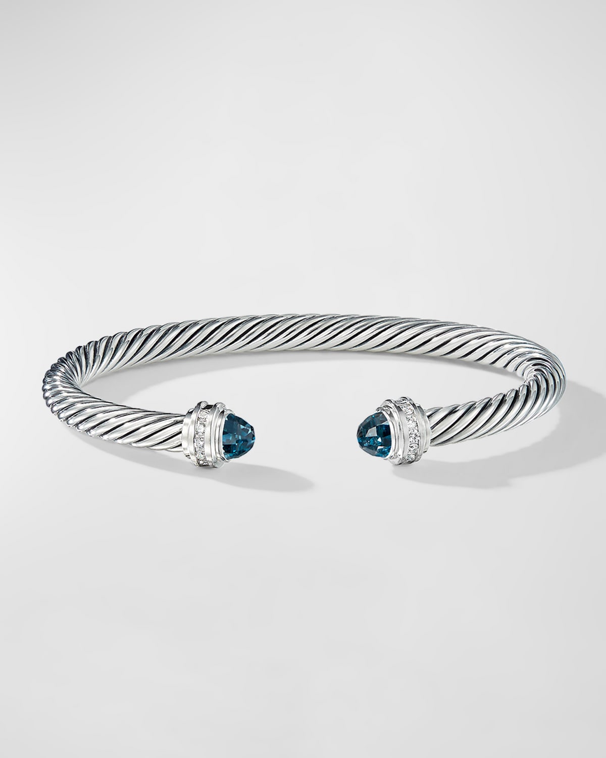 Shop David Yurman Cable Bracelet With Gemstones In Silver, 5mm In Hampton Blue