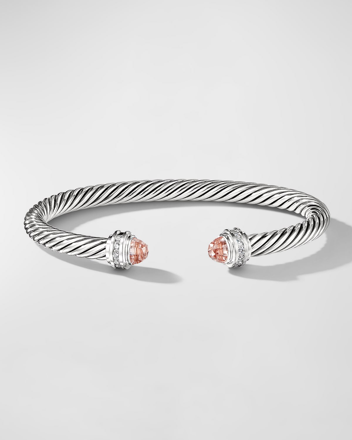 Cable Bracelet with Gemstones in Silver, 5mm